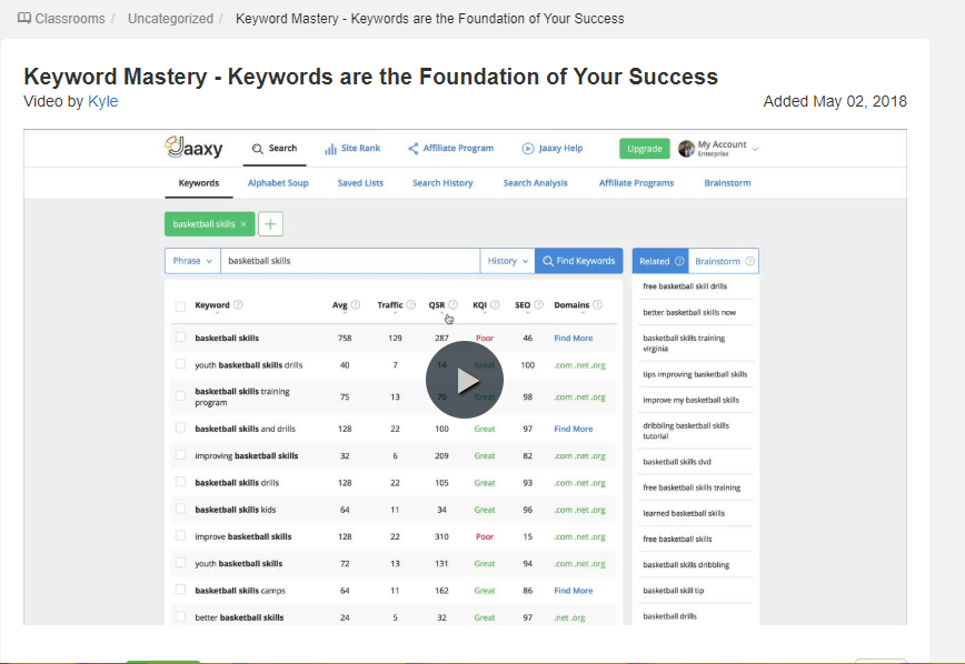 Keyword Mastery Kyle Free Training Video