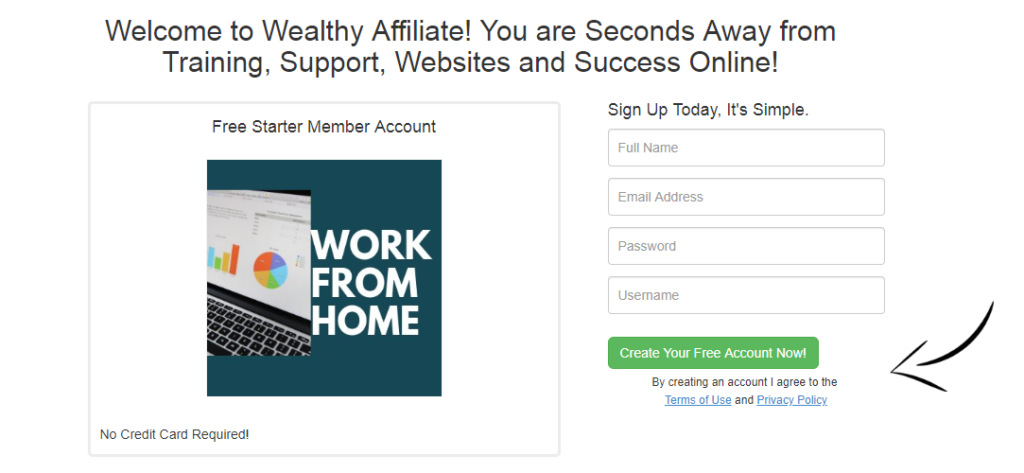 Create Your Free Account Now Form with WA