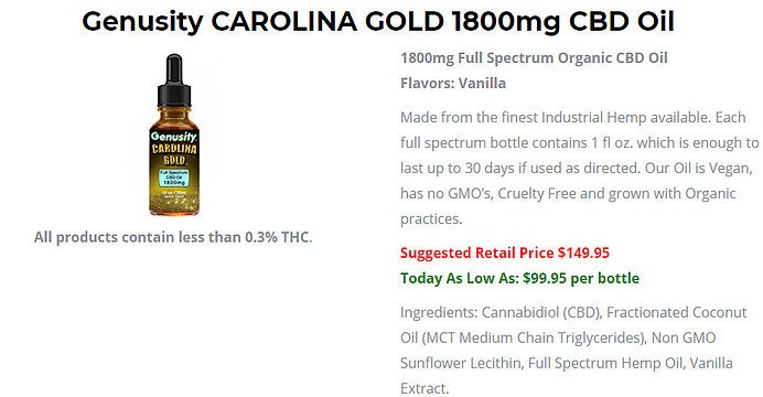 Carolina Gold 1800mg CBD Oil